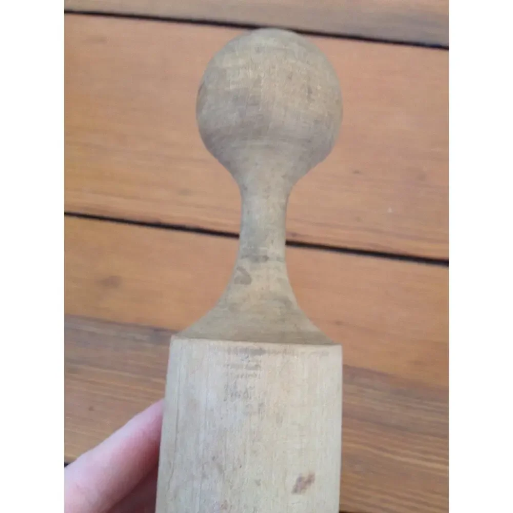 Vtg Antique Solid Maple Wood Sauerkraut Masher Kitchen Pestle 10.5